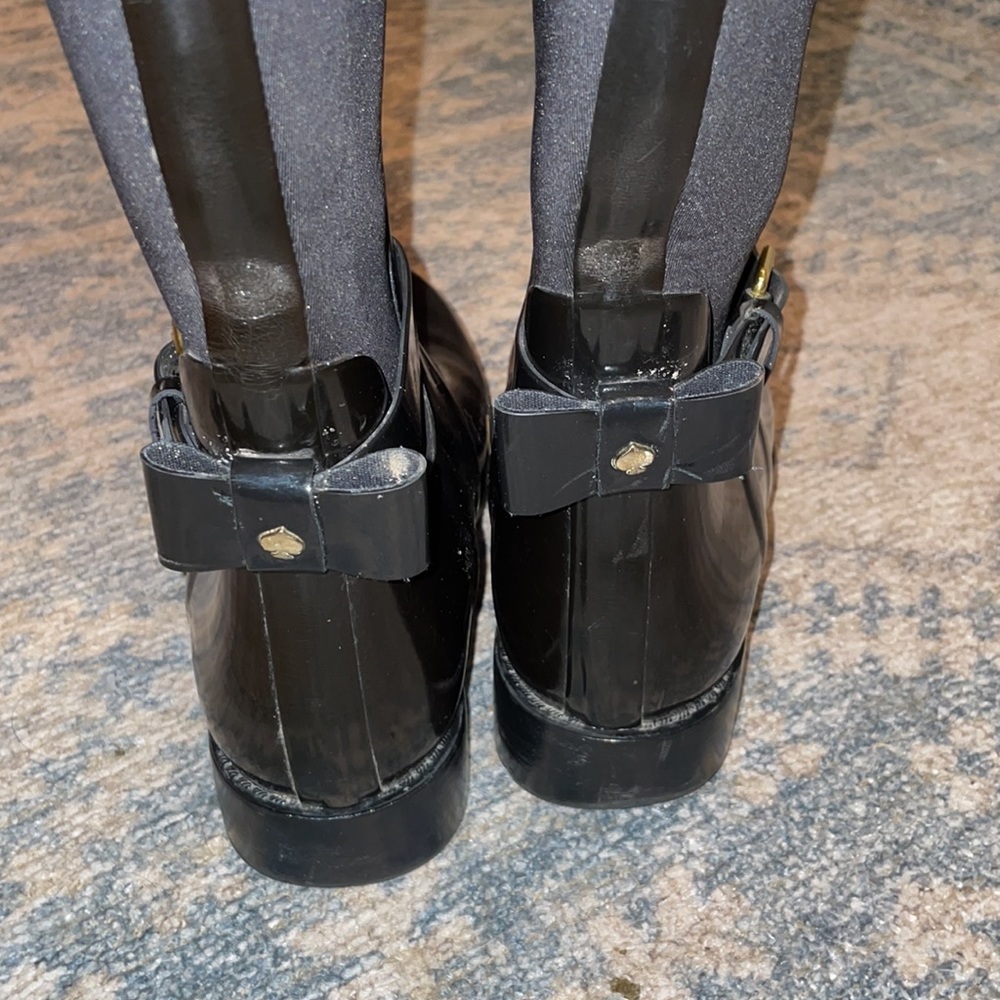 Kate Spade ♠️ Bliss Wellington Moto Rain Boots in Black size 8 - Picture 8 of 10